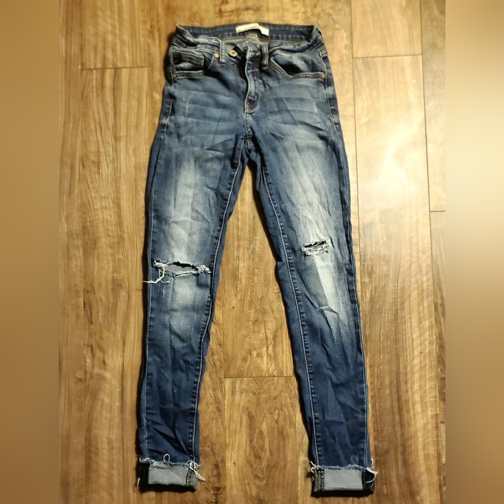 Kan Can Women's Low Rise Super Skinny Jeans - Distressed - KC8245 / Size 24